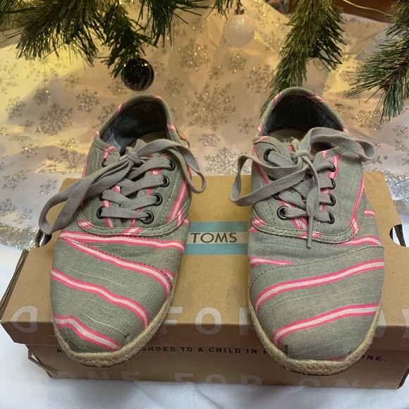 Toms Cordones Pink Washed Stripe Rope, Size 7 1/2 - Picture 4 of 6